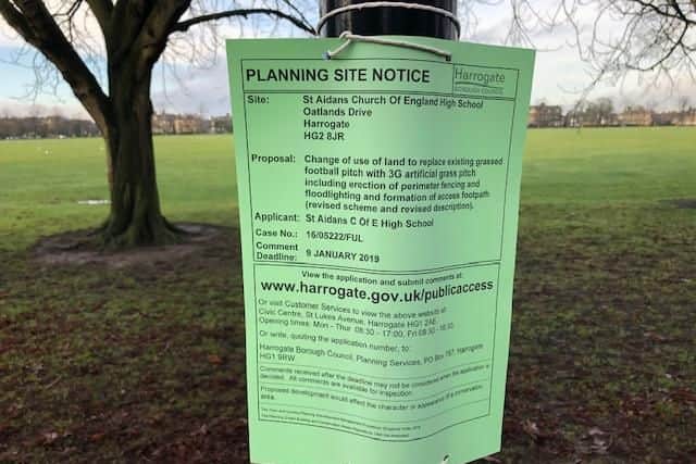 New 3G pitch? The planning notice at St Aidan's