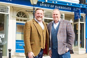 L-R: Owners of the Spirit of Harrogate and the Slingsby range, Marcus Black and Mike Carthy outside the shop on Montpellier Parade.