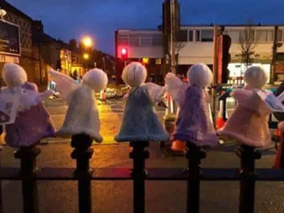 An army of 750 knitted angels appeared in Starbeck.