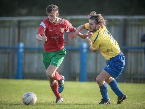 Albert Ibrahimi in action for Harrogate Railway during his previous spell at the club. Picture: Caught Light Photography