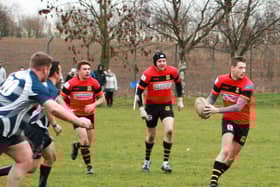Harrogate Pythons' Liam Kernoghan gets his hands on the ball during Saturday's thrilling victory over Hemsworth.