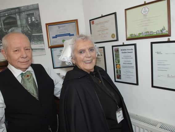 Volunteers Roy and Drene Brooks with just a few of the Ripon Museum Trust's awards. (1901212AM2)