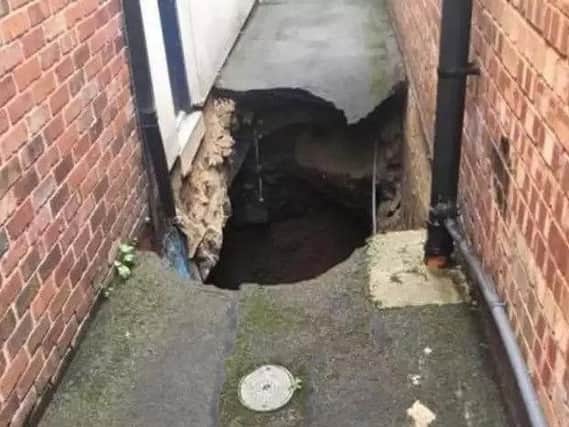 The latest sinkhole to appear in Ripon was behind the Sainsbury's supermarket.