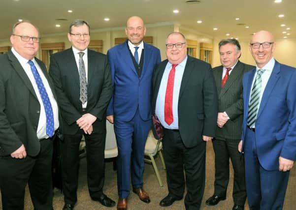Ryder Cup winning captain Thomas Bjørn (centre) was guest speaker at the Harrogate Business Luncheon; pictured with organiser Howard Matthews, Paul Varley of Lloyds Bank, Richard Darbyshire of sponsor Jelf Insurance, co-organiser Duncan Williams and interviewer Dave McIntyre.
080219
