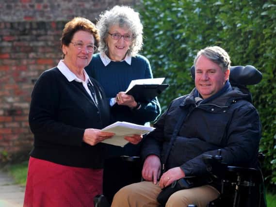 A meeting of Ripon Physical and Sensory Impairment Group (RipPSI). Pictured from left: Lynette Barnes, Lindy Webb and Andrew Newton. Picture by Gerard Binks Photography.