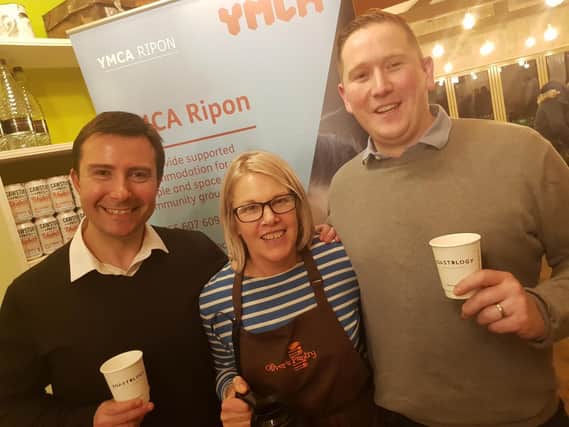 Lou (centre) and the Oliver's Pantry team raised 230 for Ripon YMCA with the support of Roastology.