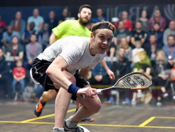 James Willstrop in action during his AJ Bell British National Squash Championships final triumph over Daryl Selby. Picture:Steve Cubbins