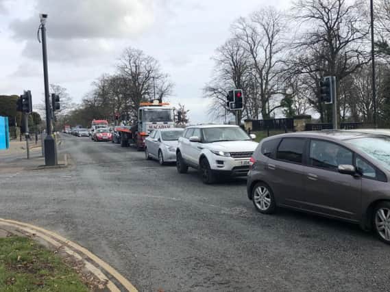 The traffic jams today, Monday, February 18, near York Parade in Harrogate town centre.