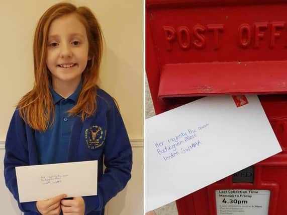 Annabelle Laidler from North Stainley posts her letter to Buckingham Palace.