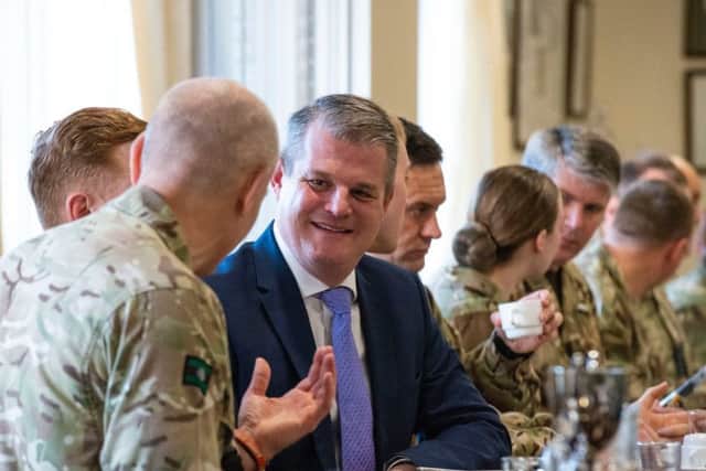 The RT Hon Stuart Andrew MP and Lieutenant Colonel RJ Hall (MBE) Commanding Officer of AFC Harrogate have a chat at breakfast.
