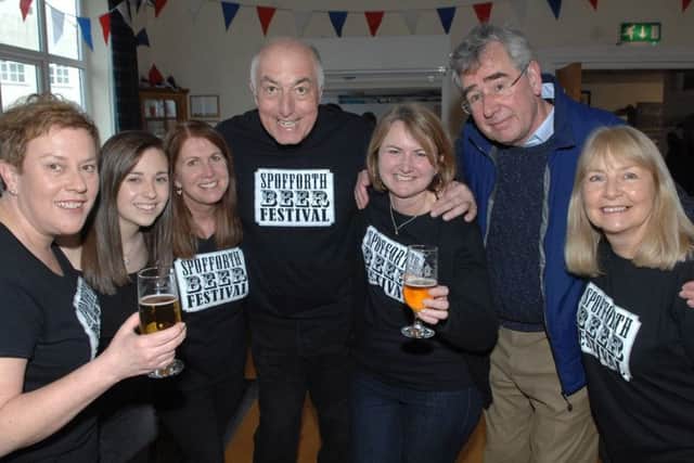 NAWN 1803104AM1 Spofforth Beer Festival. (1803104AM1) Members of the committee. Robyn Farmer, Abi Farmer, Bernie Bondler, Nigel Booth, Jane Booth, Tim Reevers and Kath Kelly. (1803104AM1)