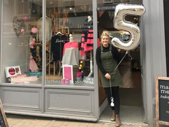 Five years of success - Harrogate indie shop owner Sophie Hartley.