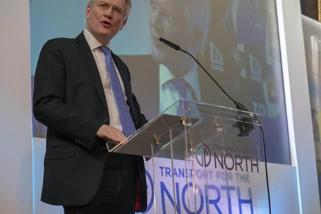 Harrogate and Knaresborough MP Andrew Jones addresses the Transport for the North (TfN) conference in Sheffield.