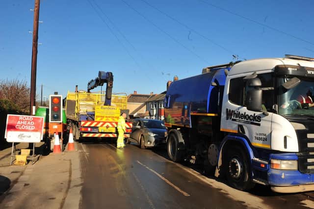 Traffic chaos caused by road works on Kingsley Road in Harrogate.