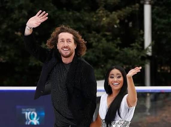 Ryan Sidebottom with his Dancing on Ice partner Brandee Malto. Picture: John Phillips/Getty Images