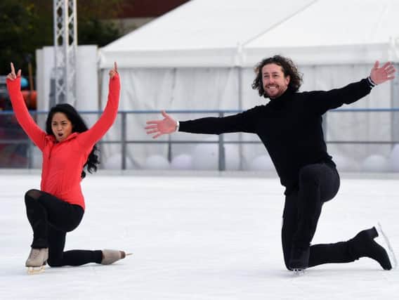 Ryan Sidebottom, right, with his Dancing on Ice partner, Brandee Malto. Picture: Jonathan Gawthorpe