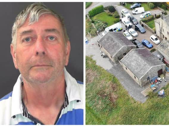 Geoffrey Crossland and his Padside Green Farm which was searched by police.