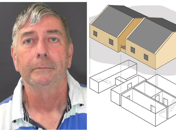 Geoffrey Crossland and an image of the under-ground bunker.