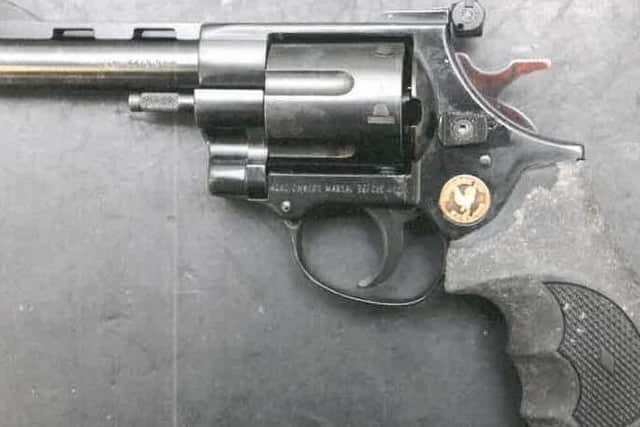 One of the weapons seized in the raid.