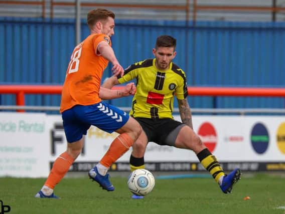 Liam Agnew made his first appearance in a Harrogate Town shirt in more than four months when he came off the substitutes' bench at Braintree. Picture: Matt Kirkham