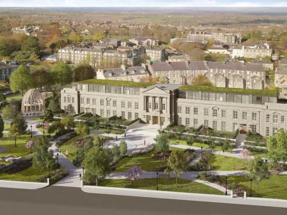 Centre of controversy in Harrogate - How the luxurious plans for Crecent Gardens building and the public space in front of it could turn out.