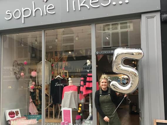 Sophie Hartley of the Sophie Likes shop in which is celebrating its fifth birthday in Harrogate.