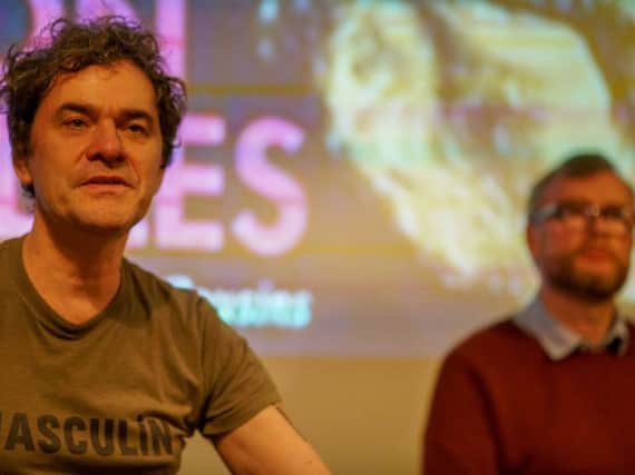 Award-winning filmmaker Mark Cousins at Harrogate Film Festival in a Q& at Starling cafe with the Harrogate Advertiser's Graham Chalmers.