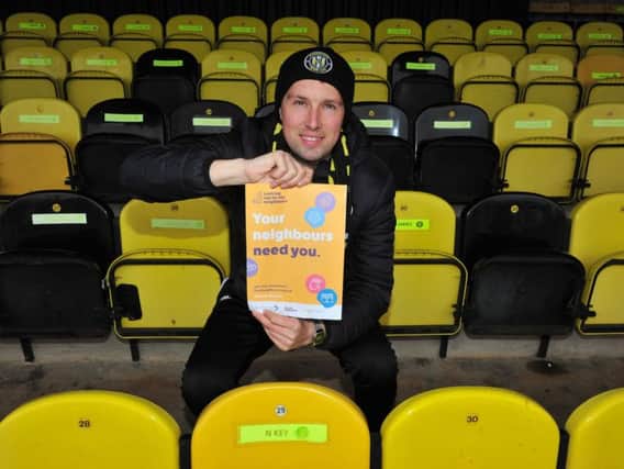 Harrogate Town AFC are among the backers of the campaign. Pictured is the club's Community Development Manager Iain Service.