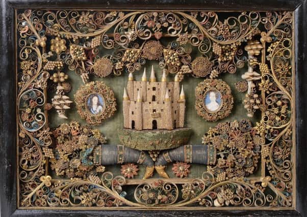 A Quillwork Diorama, circa 1670, 27.5cm by 37.5cm  £3,000-5,000.