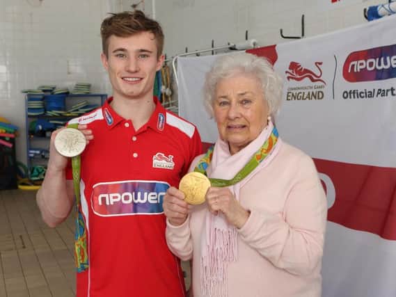 Pictured: Sylvia Grice with Jack Laugher.
