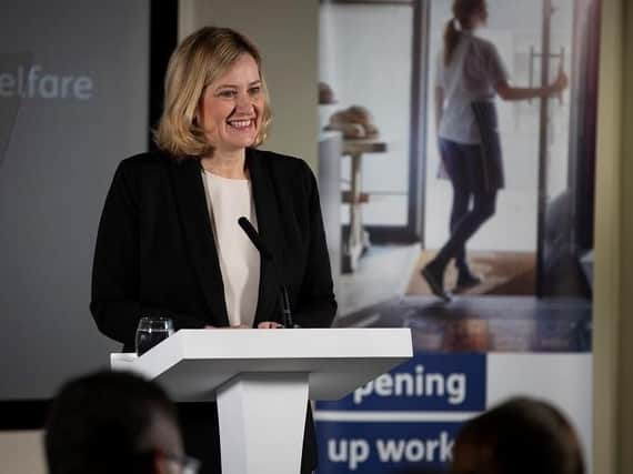 Support for claimants - Secretary of State for Work and Pensions Amber Rudd who has chosen Harrogate for the next phase of the controversial Universal Credit system.