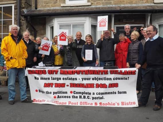 'No' to more new housing - Members of Hampsthwaite Action Group opposed to new housing developments in their village.