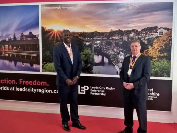 Harrogate Borough Council chief executive Wallace Sampson and cabinet member for resources, enterprise and economic development Councillor Graham Swift at the MIPIM event.
