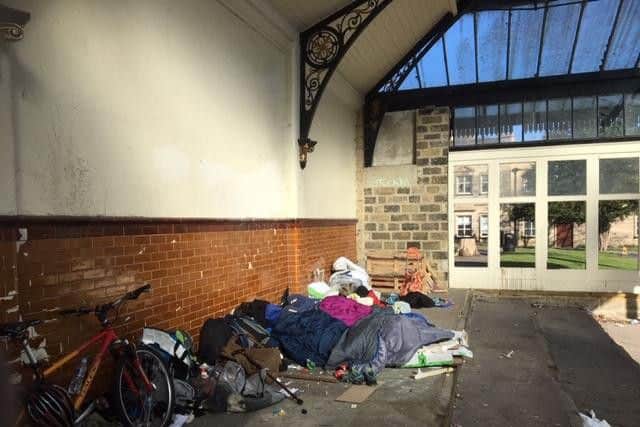 Rough sleeping in Harrogate - Pictured last week at the public shelter at Crescent Gardens.