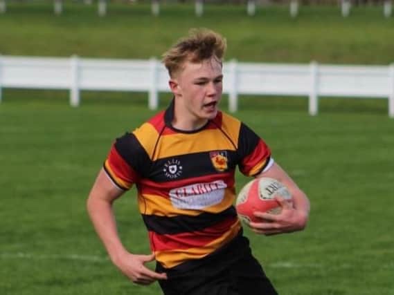 Harrogate RUFC youngster Harry Yates in action