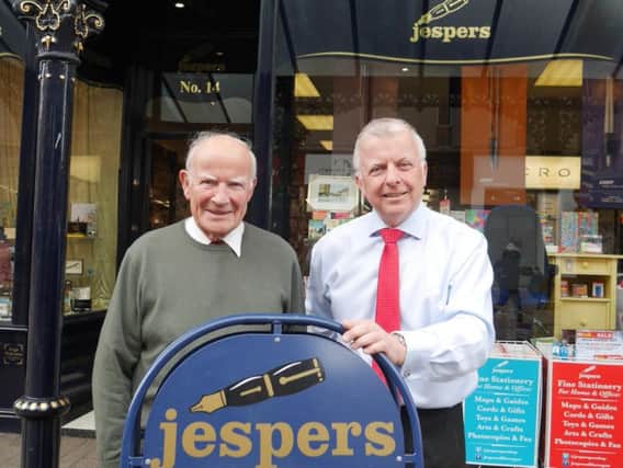 End of an era - Peter and Charles outside Jespers in Harrogate.