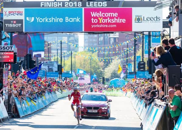 Picture by Alex Whitehead/SWpix.com - 05/05/2018 - Cycling - 2018 Tour de Yorkshire - Stage 4: Halifax to Leeds - Stephane Rossetto of Team Cofidis wins Stage 4.