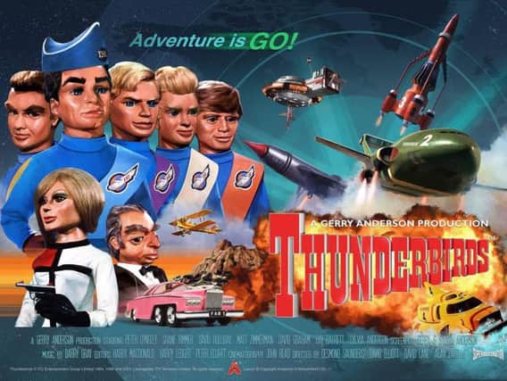 Five, four, three, two, one. Thunderbirds are go! 

It was produced between 1964 and 1966 using a form of electronic marionette puppetry. 

Thunderbirds follows the exploits of the Tracy family, headed by American ex-astronaut Jeff Tracy. Jeff is a widower with five adult sons: Scott, John, Virgil, Gordon and Alan. They lived on Tracy Island.

Other characters included Brains, Lady Penelope and her chauffeur Parker.

There were five aircraft: Thunderbird 1: a hypersonic rocket plane used for fast response and disaster zone reconnaissance. Piloted by Scott, IR's rescue co-ordinator.

Thunderbird 2: a supersonic carrier aircraft that transports rescue vehicles and equipment in detachable capsules called "pods". Piloted by Virgil.

Thunderbird 3: a single-stage-to-orbit spacecraft. Piloted alternately by Alan and John, with Scott as co-pilot.

Thunderbird 4: a utility submersible. Piloted by Gordon and usually launched from Thunderbird 2.

Thunderbird 5: a space station that relays distress calls from around the
