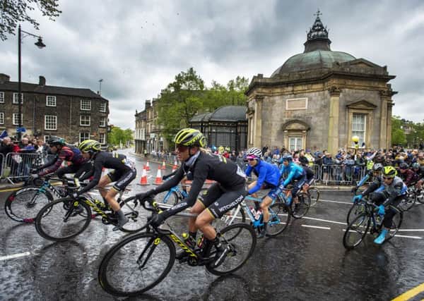 The peloton races past the Harrogate Pump Room on the 2019 UCI Road World Championship loop during yesterdays first stage of the womens Tour de Yorkshire. (
Picture: Bruce Rollinson)