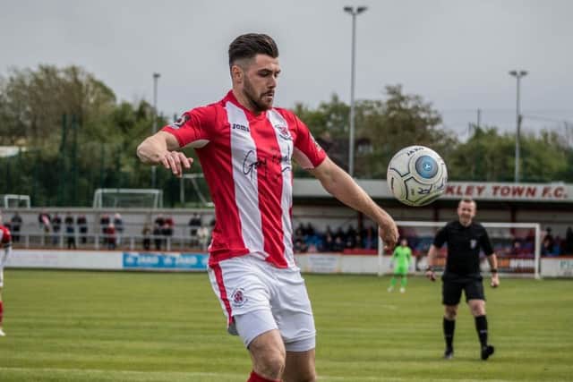 Connor Hall in action for Brackley Town. Picture: Will Grantham