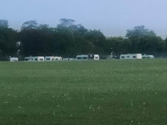 The caravan 'camp' which suddenly appeared at the Stray in Harrogate over the weekend.