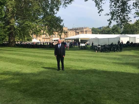 Unsung hero Geoff Kendall, in the grounds of Buckingham Palace.