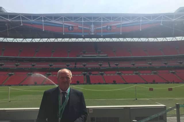 A day to remember: Geoff at Wembley Stadium.