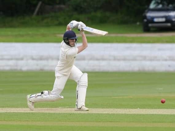 Cooper Smith on his way to a half-century during Harrogate CCs ECB Yorkshire Premier League North win over Castleford. Picture: Gerard Binks.