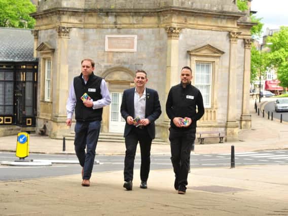 Officials from organisers Yorkshire 2019 visting Harrogate - Charlie Dewhirst, chief executive Andy Hindley and Nick Howles. (Picture: Gerard Binks)