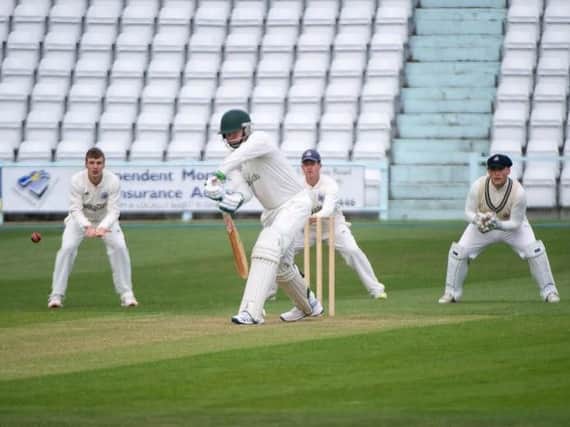 Alexis Twigg, pictured in action against Scarborough on Bank Holiday Monday, hit a half-century at York.