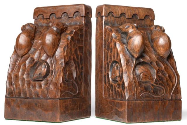 A Pair of Robert Thompson English Oak Triple Mice Bookends. £1,000-£1,500.