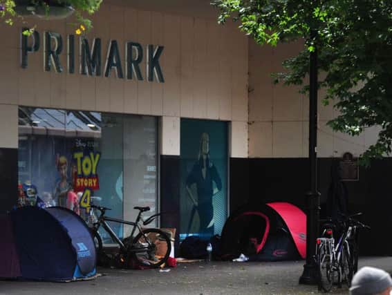 Now they're gone - The tents at the back of Primark Store on Oxford Street in Harrogate before they disappeared.