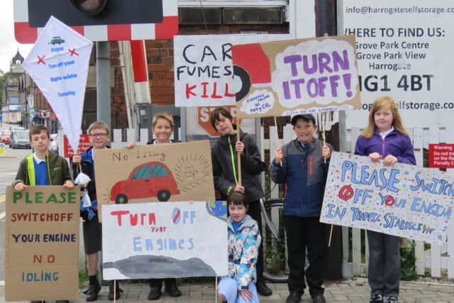 Youngsters get the message across about exhaust fumes at Harrogate's first Clean Air Day.