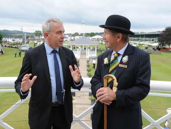 Farming Minister Robert Goodwill chats with show director Charles Mills during his visit to the 161st Great Yorkshire Show in Harrogate. Picture by Tony Johnson.